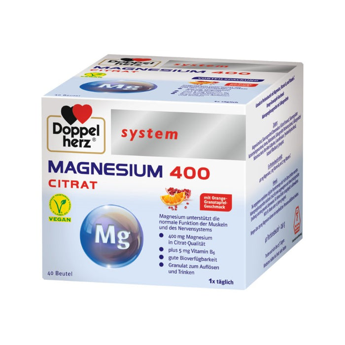 Doppelherz system Magnesium 400 Citrat trinkfertiges Granulat, 40 pc Sachets