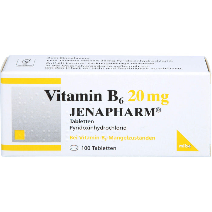 JENAPHARM Vitamin B6 Tabletten bei Vitamin B6 Mangelzuständen, 100 pc Tablettes