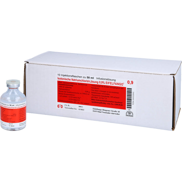 Isotonische Natriumchlorid-Lösung 0,9 % EIFELFANGO Infusionslösung, 50 ml, 10X50 ml INF