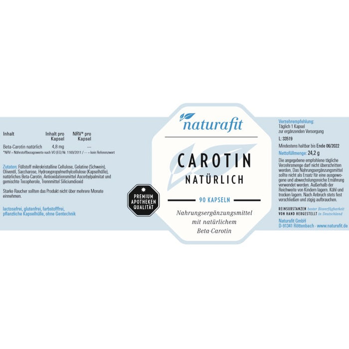 naturafit Carotin natürlich Kapseln, 90 pc Capsules