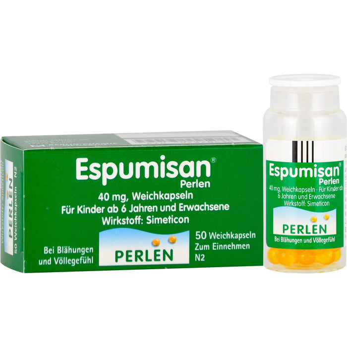 Espumisan Perlen, 40 mg, Emra Weichkapseln, 50 St WKA