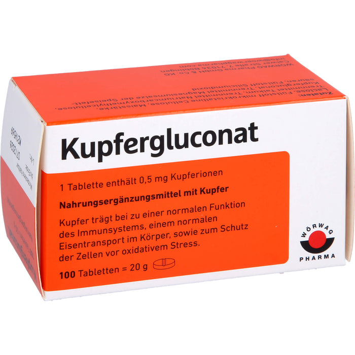 WÖRWAG Pharma Kupfergluconat Tabletten, 100 pc Tablettes