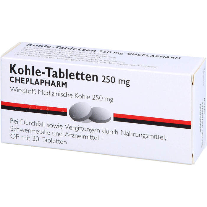 Kohle-Tabletten 250 mg bei Durchfall, 30 St. Tabletten