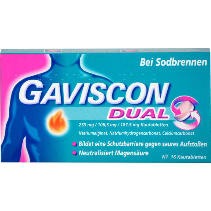 GAVISCON Dual Kautabletten bei Sodbrennen, 16 pc Tablettes