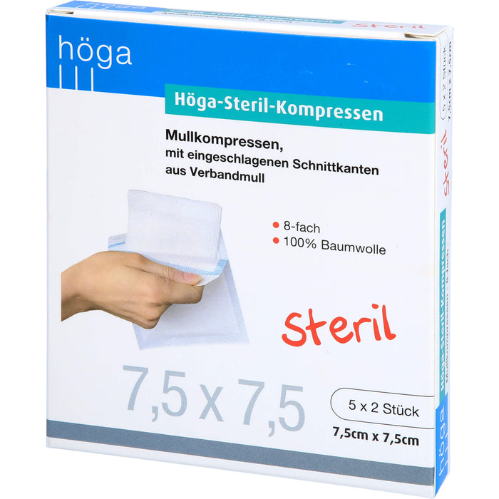 Höga-Steril-Kompressen Mullkompressen 8-fach steril 7,5 x 7,5 cm, 10 St. Kompressen