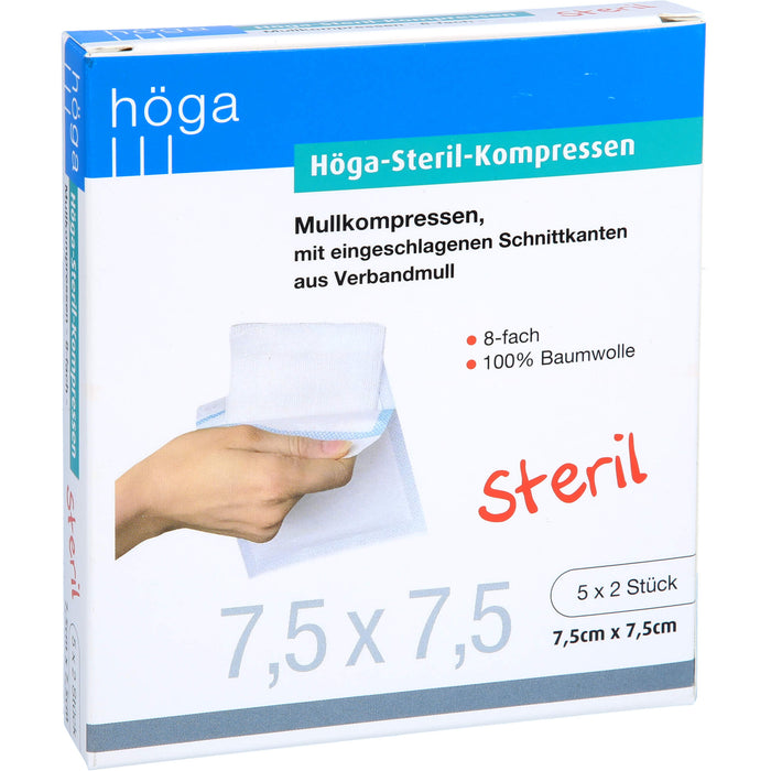 Höga-Steril-Kompressen Mullkompressen 8-fach steril 7,5 x 7,5 cm, 10 pcs. Compresses