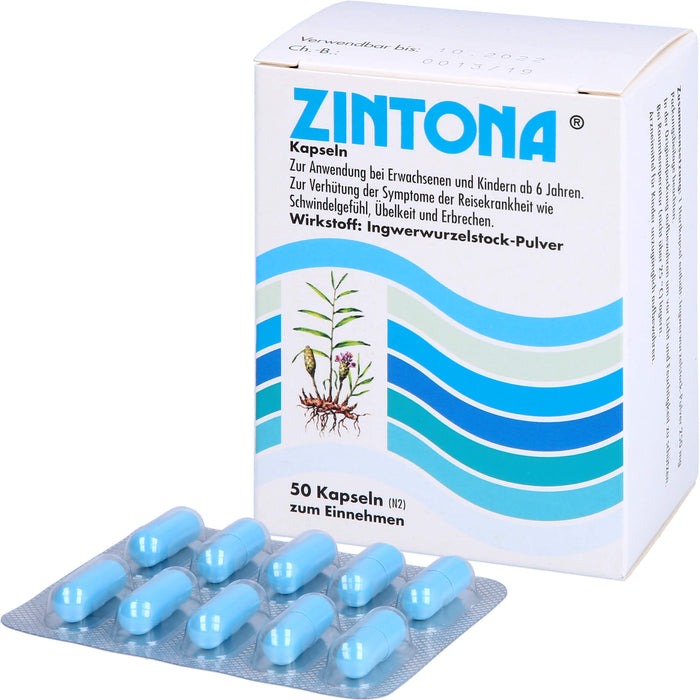 Zintona Kapseln zur Verhütung der Symptome der Reisekrankheit, 50 pc Capsules