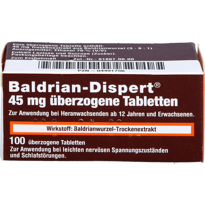 Baldrian-Dispert 45 mg überzogene Tabletten, 100 pc Tablettes