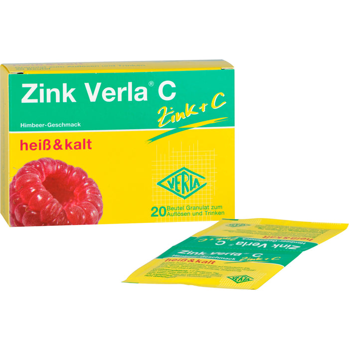 Zink Verla C Himbeer-Geschmack heiß & kalt Granulat, 20 pcs. Sachets