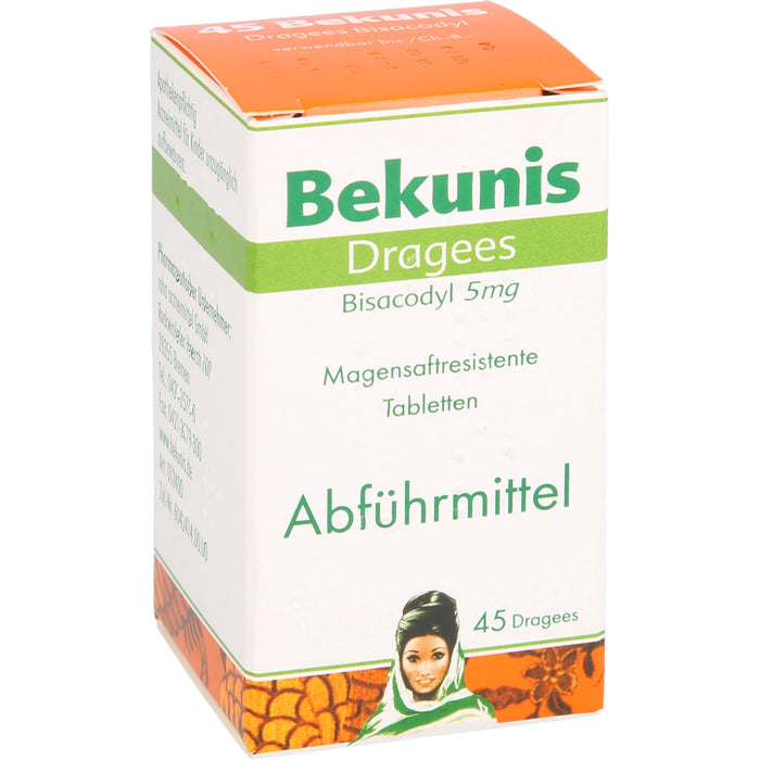 Bekunis Dragees Bisacodyl 5 mg Abführmittel, 45 pcs. Tablets