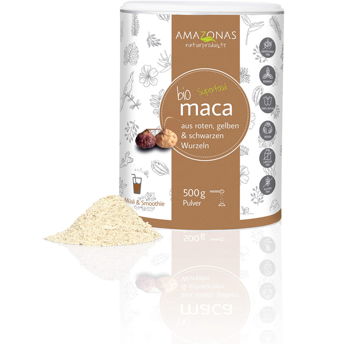 AMAZONAS Naturprodukte Bio Maca Pulver, 500 g Pulver