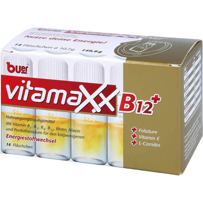 buer Vitamaxx B12+ Fläschchen zur Unterstützung des körpereigenen Energiestoffwechsel, 14 pcs. Solution