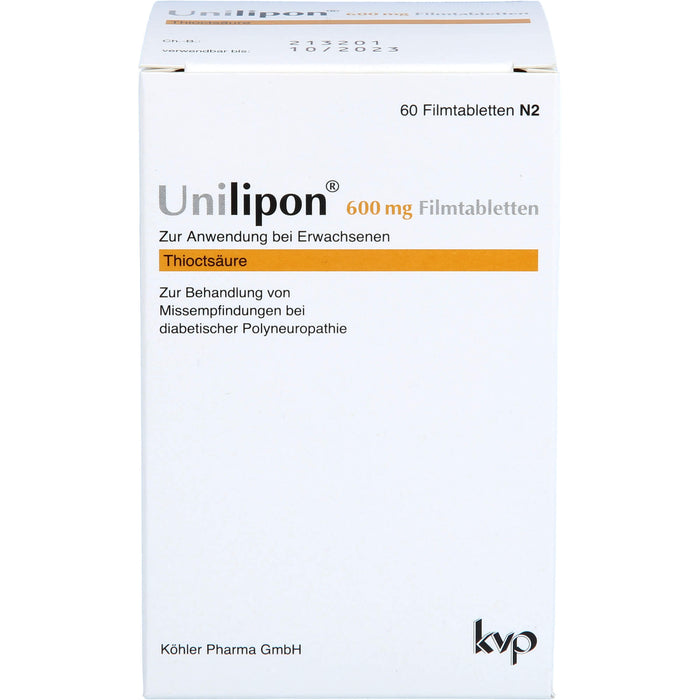 Unilipon 600 mg Filmtabletten bei Missempfindungen bei diabetischer Polyneuropathie, 60 pc Tablettes