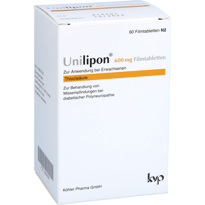 Unilipon 600 mg Filmtabletten bei Missempfindungen bei diabetischer Polyneuropathie, 60 pc Tablettes