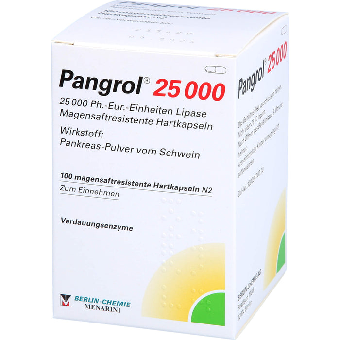 Pangrol 25 000, 25 000 Ph.-Eur.-Einheiten Lipase Magensaftresistente Hartkapseln, 100 pcs. Capsules