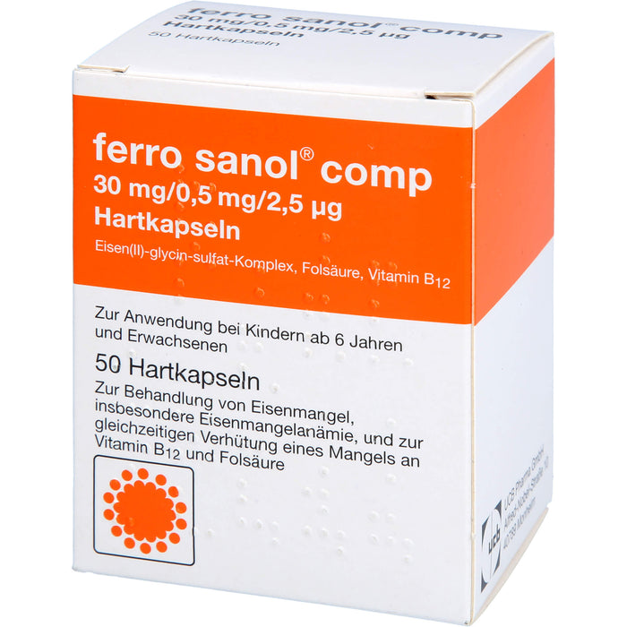 ferro sanol comp 30 mg / 0,5 mg / 2,5 µg Hartkapseln bei Eisenmangel, 50 pc Capsules