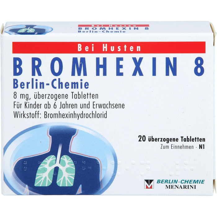 BERLIN-CHEMIE BROMHEXIN 8 Tabletten bei Husten, 20 pcs. Tablets