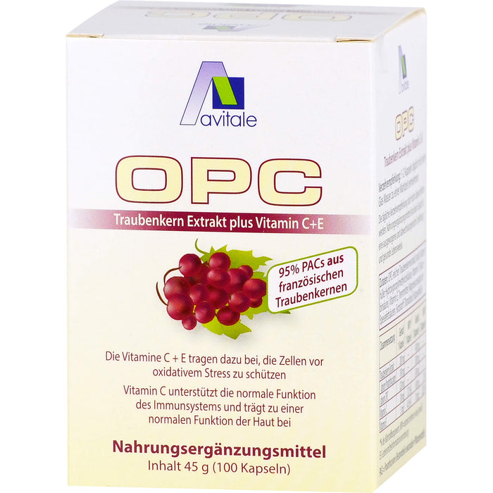 Avitale OPC Traubenkern-Extrakt plus Vitamin C+E Kapseln, 100 pc Capsules