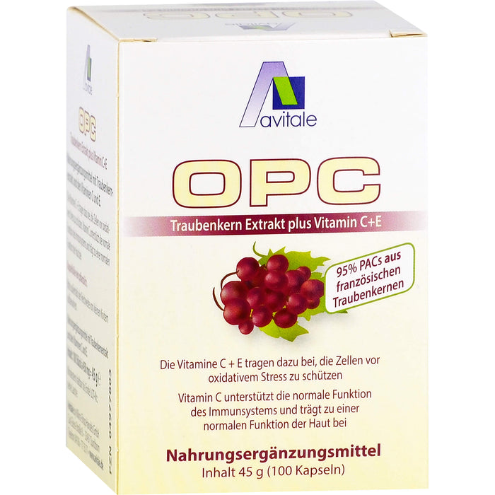 Avitale OPC Traubenkern-Extrakt plus Vitamin C+E Kapseln, 100 St. Kapseln