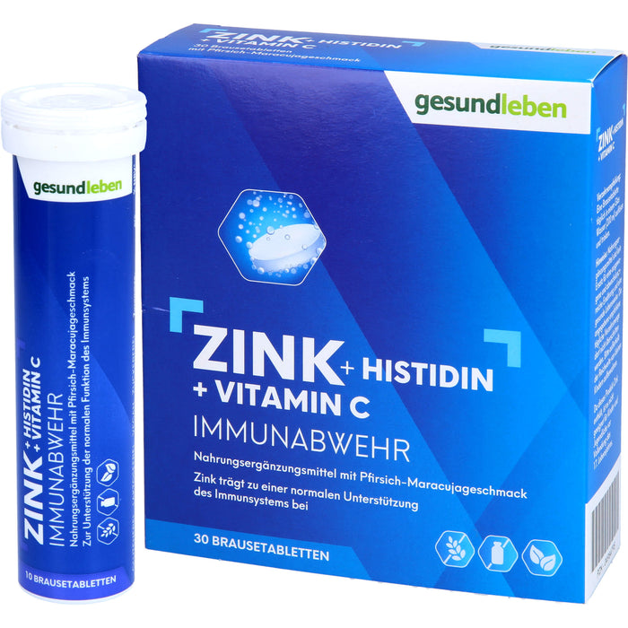 gesundleben Zink + Histidin + Vitamin C Brausetabletten, 30 pc Tablettes