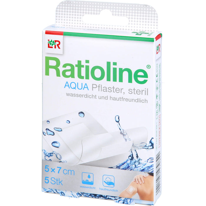 Ratioline aqua Duschpflaster plus 5x7cm steril, 5 St. Pflaster