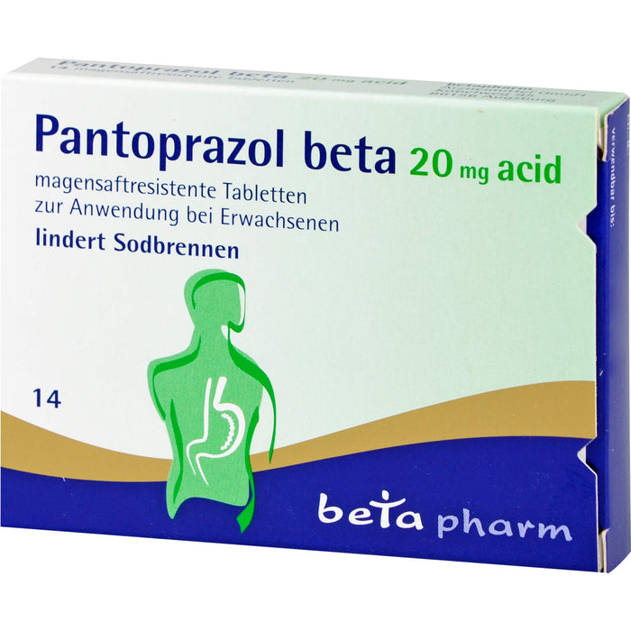 Pantoprazol beta 20 mg acid Tabletten bei Sodbrennen, 14 St. Tabletten