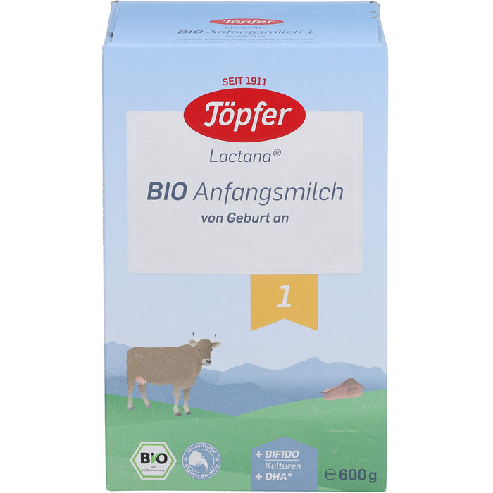 Töpfer Lactana Pulver Bio Anfangsmilch von Geburt an, 600 g Poudre