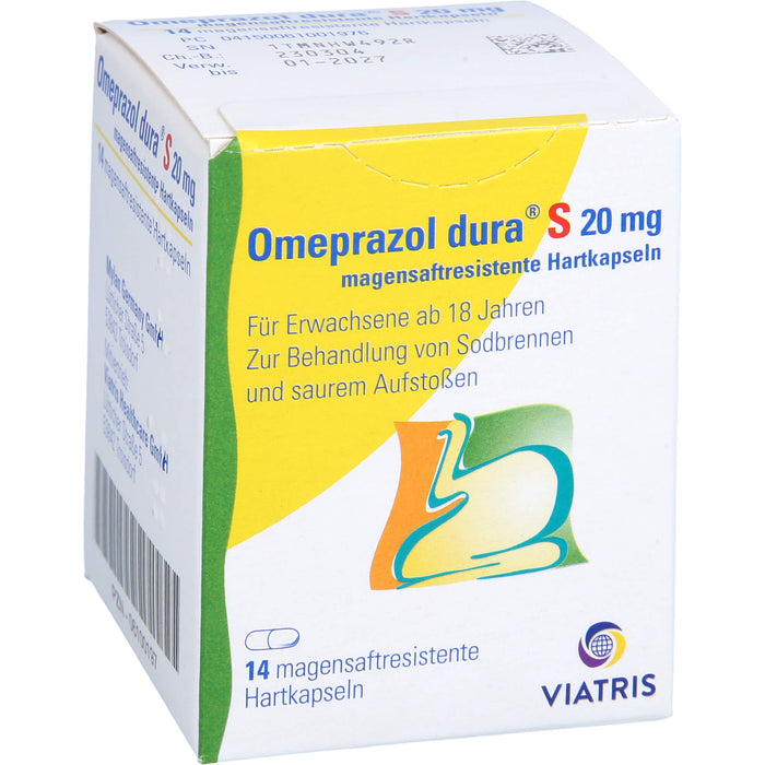 Omeprazol dura S 20 mg Hartkapseln bei Sodbrennen, 14 pcs. Capsules