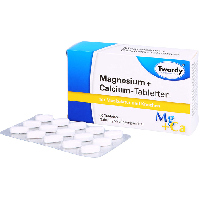 Twardy Magnesium + Calcium-Tabletten für Muskulatur und Knochen, 60 pc Tablettes