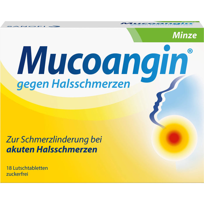 Mucoangin Minze Lutschtabletten gegen Halsschmerzen, 18 pc Tablettes