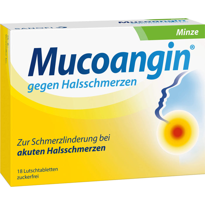 Mucoangin Minze Lutschtabletten gegen Halsschmerzen, 18 pc Tablettes