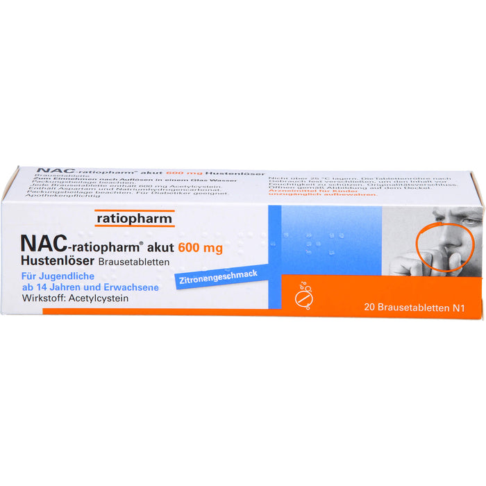 NAC-ratiopharm akut 600 mg Brausetabletten, 20 pc Tablettes