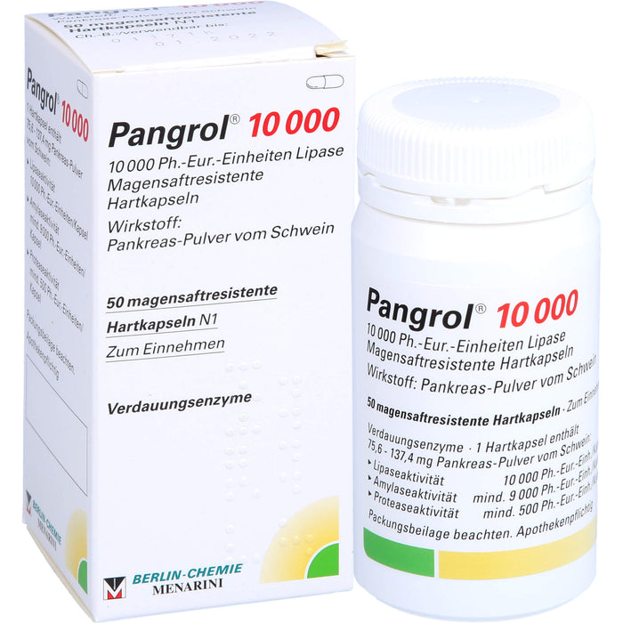 Pangrol 10 000, 10 000 Ph.-Eur.-Einheiten Lipase Magensaftresistente Hartkapseln, 50 pcs. Capsules