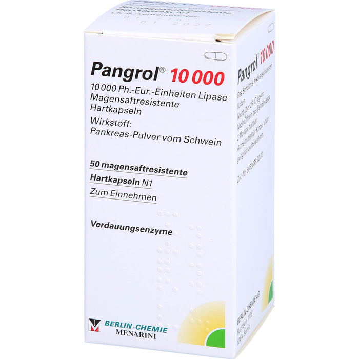 Pangrol 10 000, 10 000 Ph.-Eur.-Einheiten Lipase Magensaftresistente Hartkapseln, 50 pc Capsules