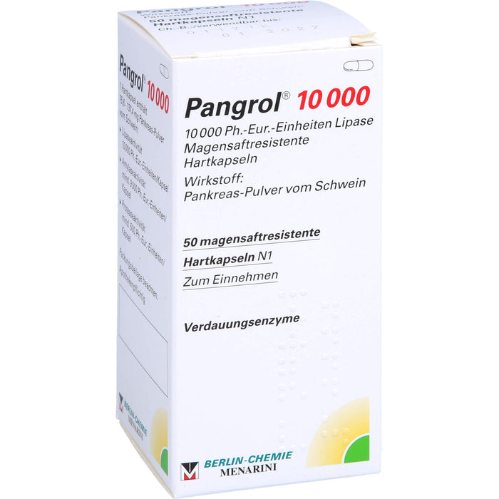 Pangrol 10 000, 10 000 Ph.-Eur.-Einheiten Lipase Magensaftresistente Hartkapseln, 50 pc Capsules