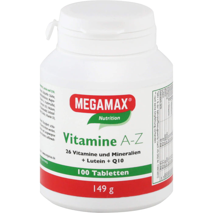 MEGAMAX Nutrition Vitamine A-Z Tabletten, 100 pcs. Tablets