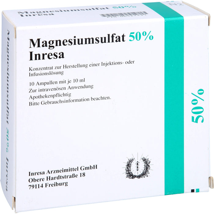 Magnesiumsulfat 50 % Inresa Konzentrat zur Herstellung einer Injektions- oder Infusionslösung, 10X10 ml KII