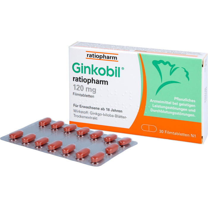 Ginkobil ratiopharm 120 mg Filmtabletten, 30 pcs. Tablets