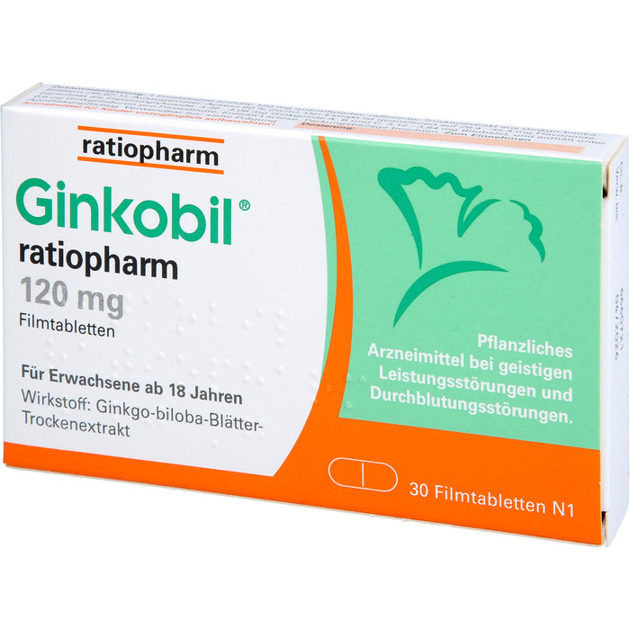 Ginkobil ratiopharm 120 mg Filmtabletten, 30 pc Tablettes