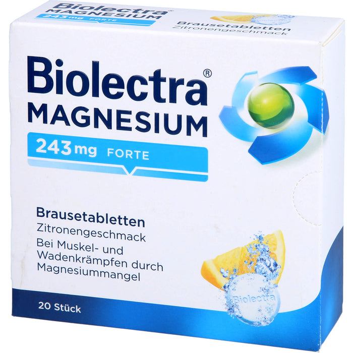 Biolectra Magnesium 243 mg forte Brausetabletten Zitronengeschmack, 20 pc Tablettes