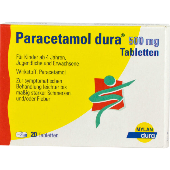 Paracetamol dura Tabletten bei leichten bis mäßigen Schmerzen, 20 pcs. Tablets