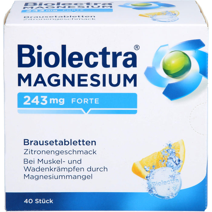 Biolectra Magnesium 243 mg forte Brausetabletten Zitronengeschmack, 40 pc Tablettes