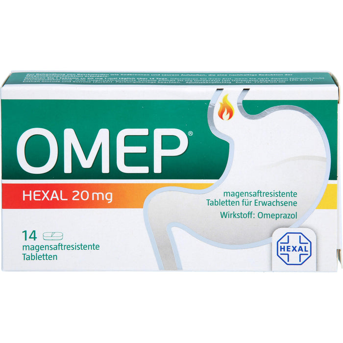 OMEP HEXAL 20 mg Tabletten bei Sodbrennen, 14 pc Tablettes