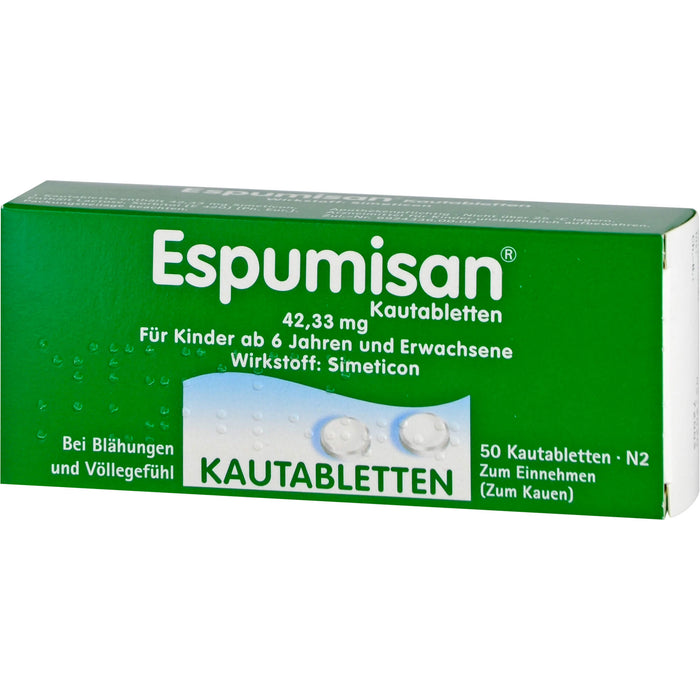 Espumisan Kautabletten bei Blähungen und Völlegefühl, 50 pc Tablettes