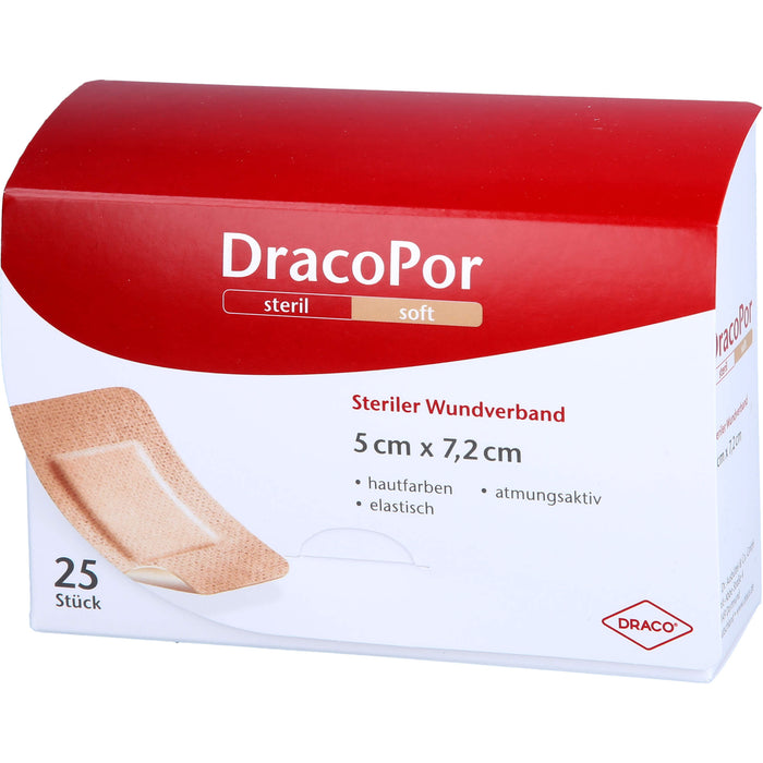 DracoPor 7,2 cm x 5 cm hautfarben soft steriler Wundverband, 25 pcs. Wound dressings