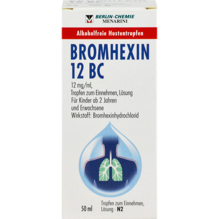 BERLIN-CHEMIE BROMHEXIN 12 BC 12mg/ml Tropfen alkoholfreie Hustentropfen, 50 ml Lösung