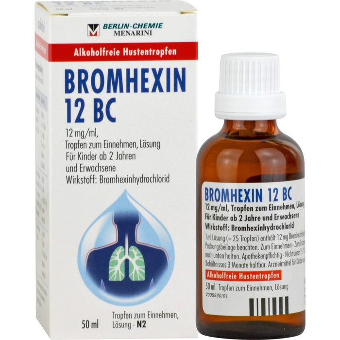 BERLIN-CHEMIE BROMHEXIN 12 BC 12mg/ml Tropfen alkoholfreie Hustentropfen, 50 ml Lösung