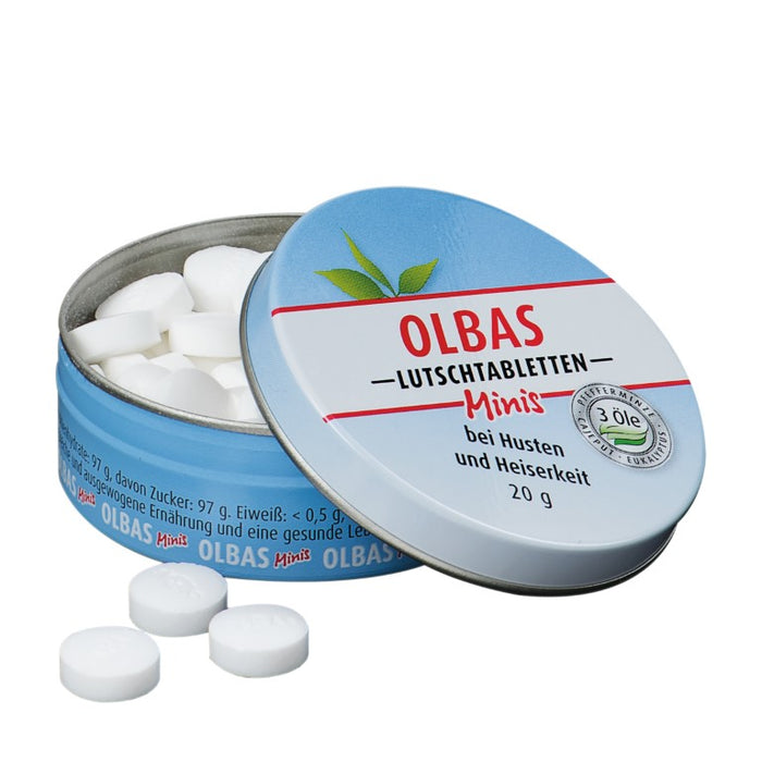 OLBAS Minis Lutschtabletten zuckerfrei bei Husten und Heiserkeit, 20 g Tablettes