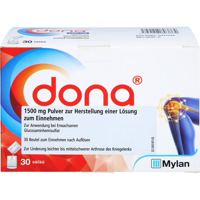 DONA 1500 mg Eurim Pulver zur Linderung leichter bis mittelschwerer Arthrose des Kniegelenks, 30 pc Sachets