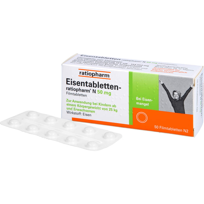 Eisentabletten-ratiopharm N 50 mg Filmtabletten, 50 pcs. Tablets